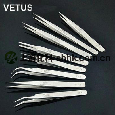 VETUS防磁鑷子鉗  加硬高彈性精密不銹鋼尖頭彎頭鑷子